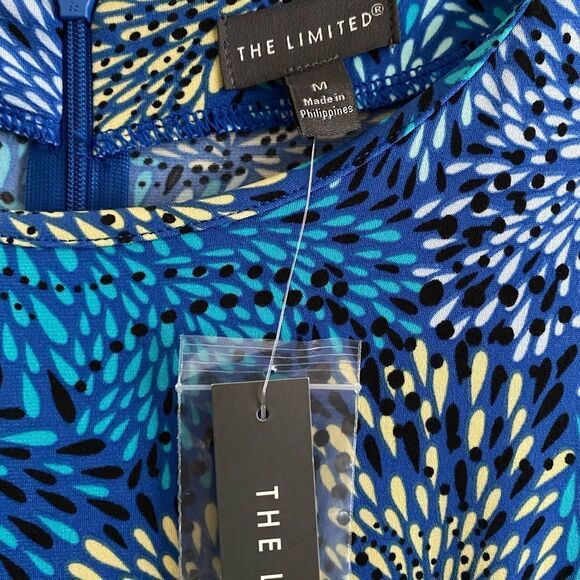 The Limited Blue Cold Shoulder Long Split Sleeve Wide Leg Jumpsuit Size M/NWT - Picture 6 of 10